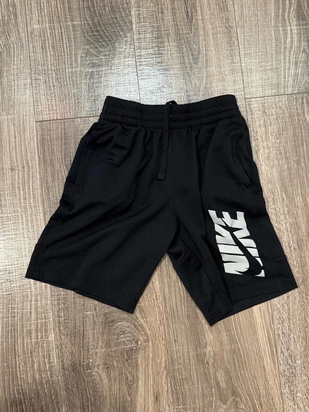 Nike Boys Dri fit Black Athletic Shorts with Bold Logo